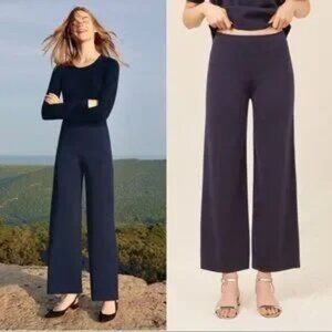 Rretail $495 MANSUR GAVRIEL Milano Merino Wool Knit Red Wide Leg Knit Pants XS